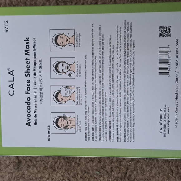 Cala Korean Avocado Face Sheet Mask Set (5) New - Picture 6 of 7